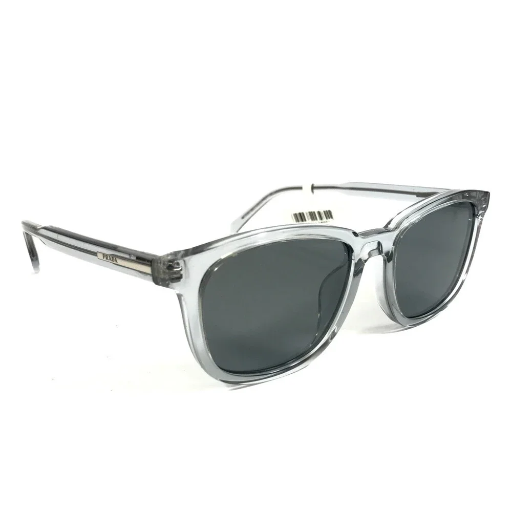 Prada Sunglasses SPRA21 19T-175 Transparent Gray Square Frames with Gray Lenses